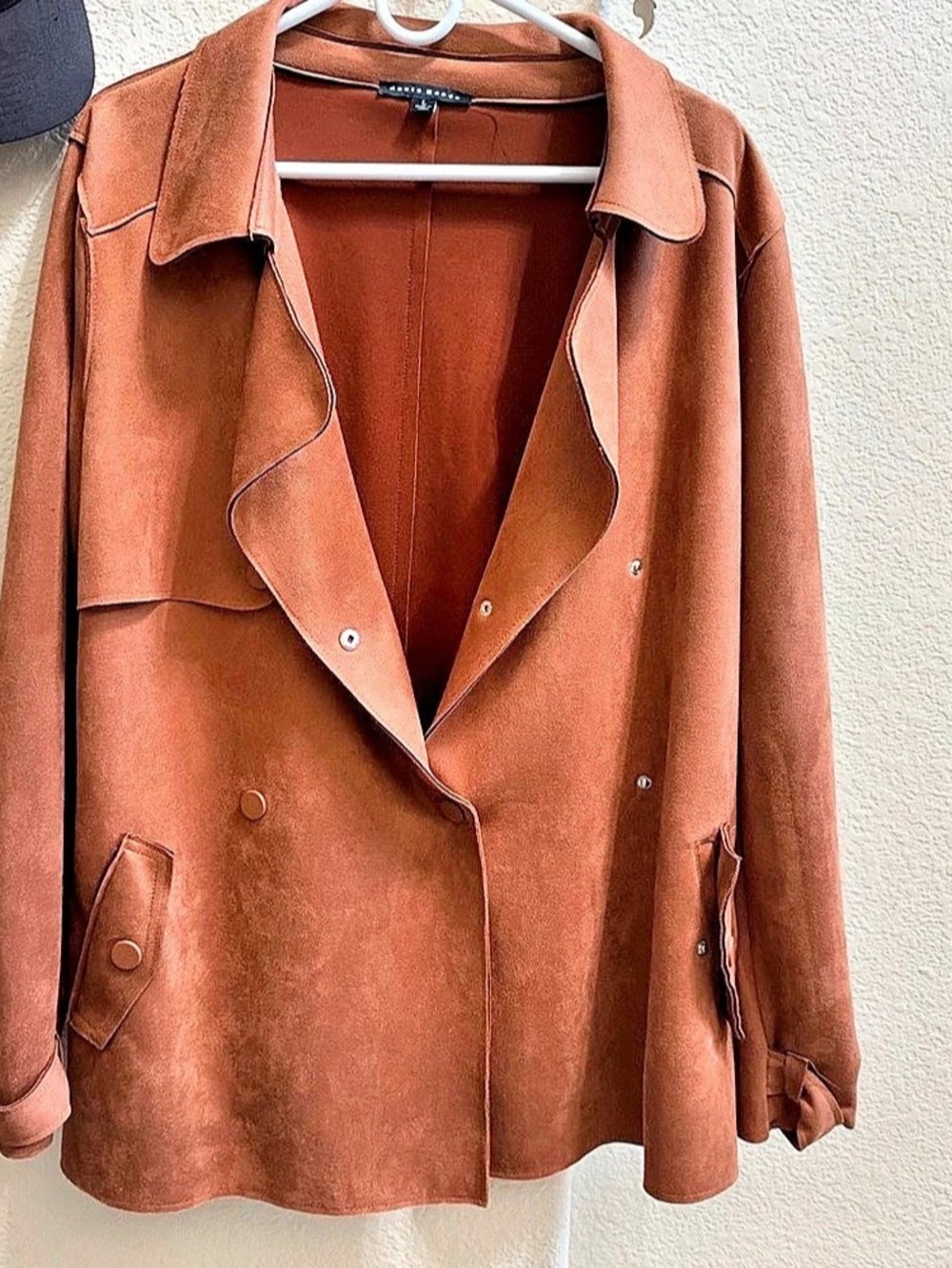 Haute Monde Women's Faux Suede Trench Coat Size Medium Like New